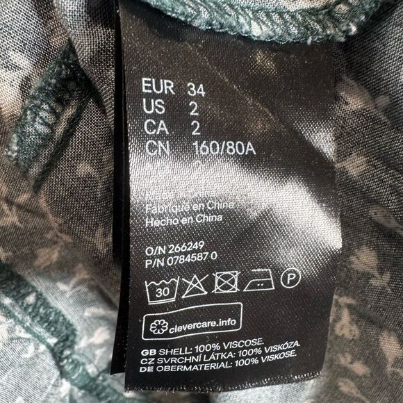 H&M dark green and white ditsy floral button front dress size 2 - Picture 6 of 8